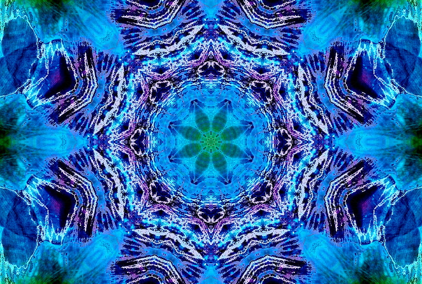 Abstract blue and purple kaleidoscope pattern design