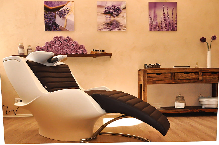 Modern hair washing station in a spa salon interior