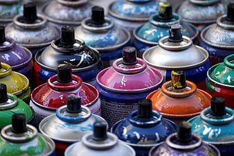Colorful Spray Paint Cans for Street Art and Graffiti