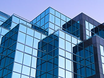 Modern Glass Office Building Architecture at Dusk