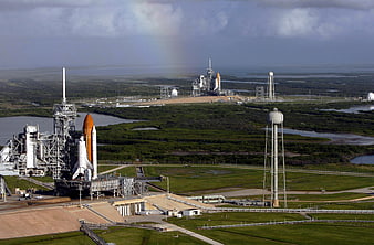 Aerial View of Space Shuttle Launch Pads at Kennedy Space Center