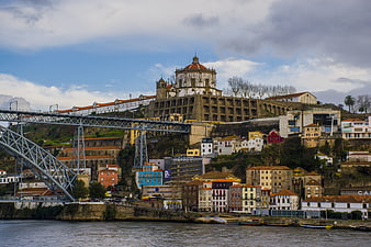 Porto cityscape with Dom Luis I bridge and Serra do Pilar monastery