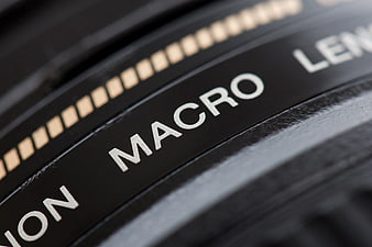 Close-up of Macro Lens Text on Camera