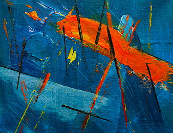 Abstract Blue and Orange Acrylic Painting Texture