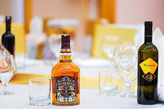 Chivas Regal Whisky and Theranda Wine on Wedding Table