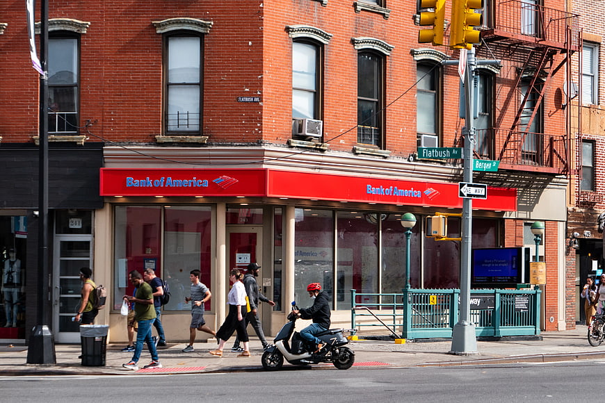 Bank of America branch on Flatbush Avenue in Brooklyn, NYC
