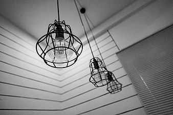 Black and white industrial hanging pendant lights