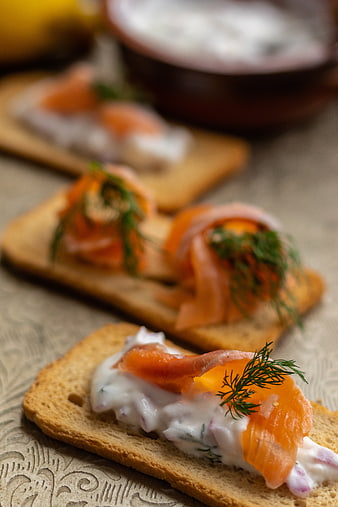 Smoked Salmon Canapes with Cream Cheese and Dill