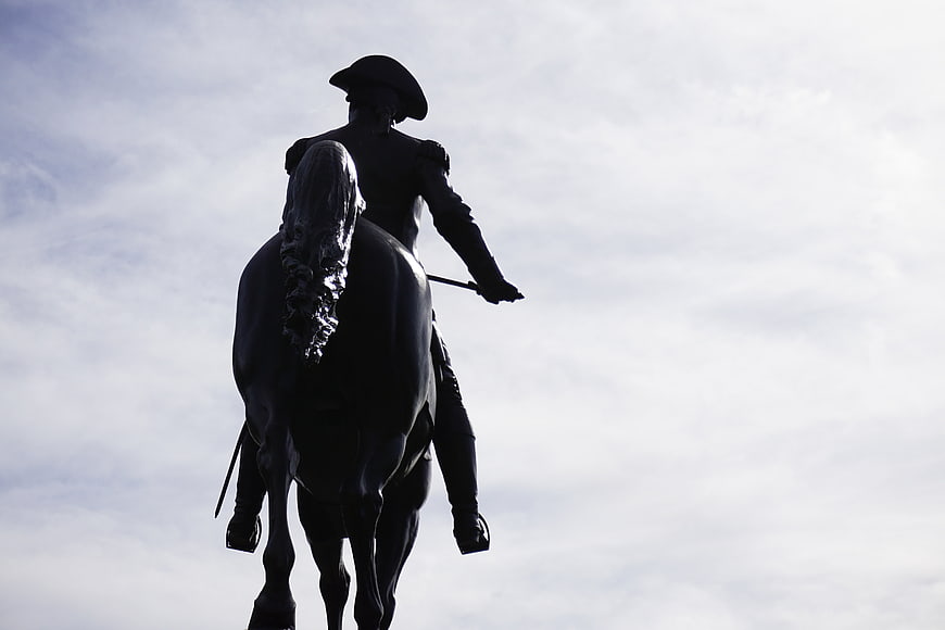 Paul Revere Statue Silhouette Against Cloudy Sky
