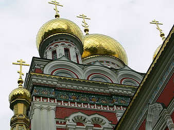 Golden domes of Alexander Nevsky Cathedral in Sofia, Bulgaria