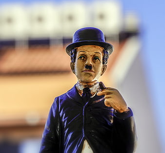 Charlie Chaplin Statue with Bowler Hat and Cane