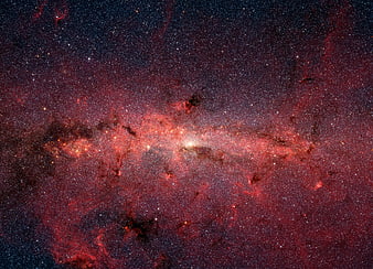 Milky Way Galaxy Core with Red Nebulae and Stars