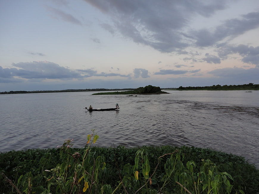 Boat on Rio Mearim River at Dusk in Maranhao Brazil