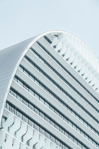 Modern White Curved Office Building Architecture