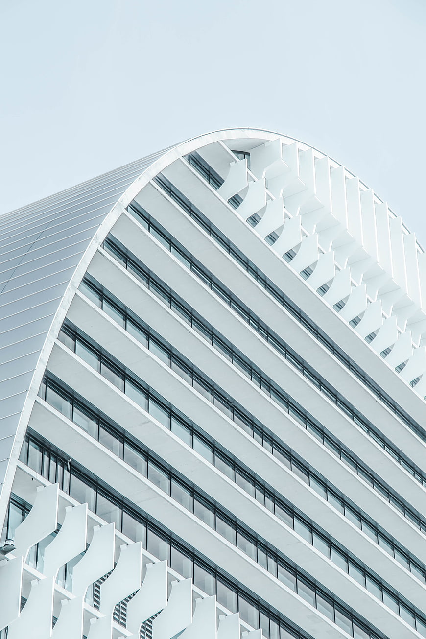 Modern White Curved Office Building Architecture