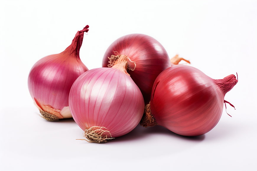 Fresh Red Onions Isolated on White Background