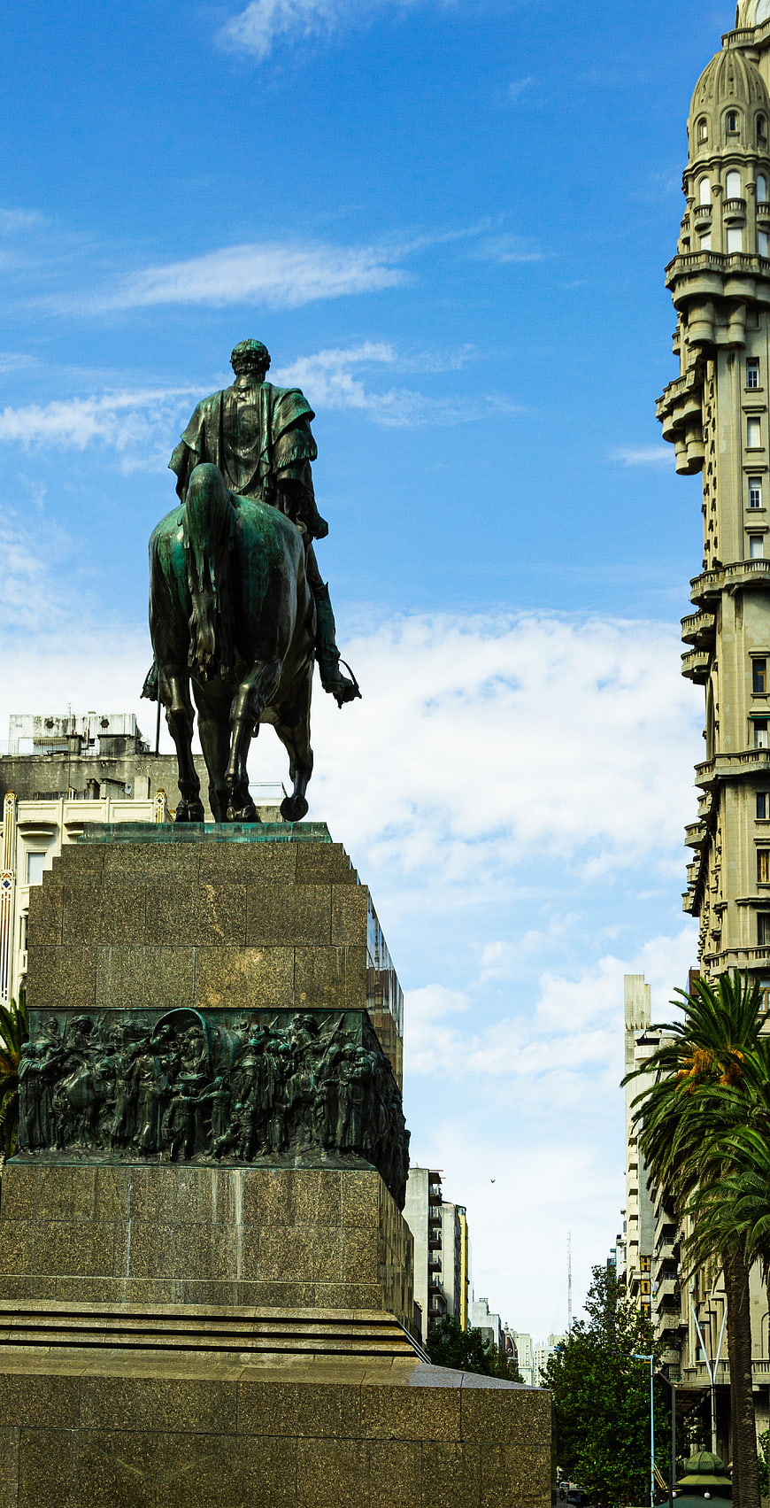 Low angle view of equestrian statue in Buenos Aires