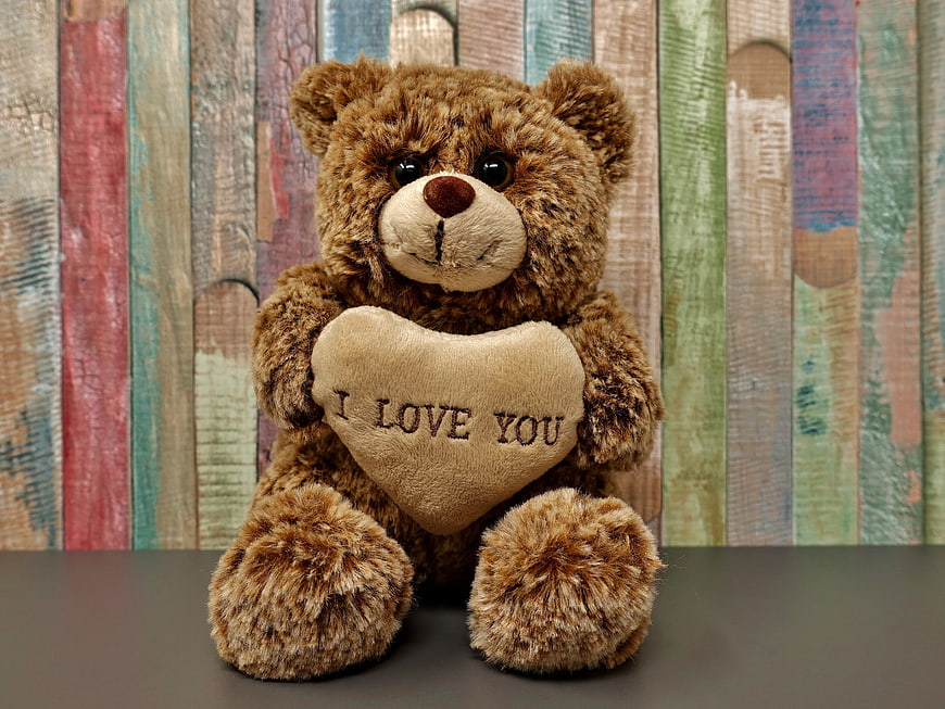 Brown Teddy Bear Holding I Love You Heart Plush Toy