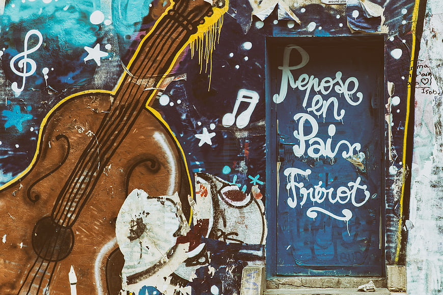 Paris Street Art Guitar Graffiti Wall
