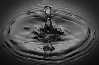 Black and white water drop splash crown ripple
