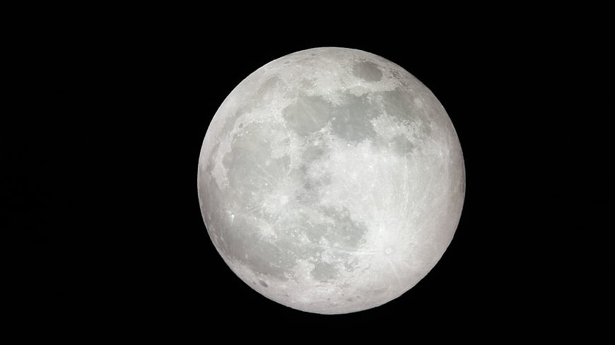 Full Moon Close-Up Against Black Night Sky