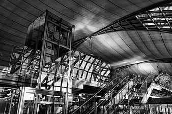 Black and White Airport Interior Architecture
