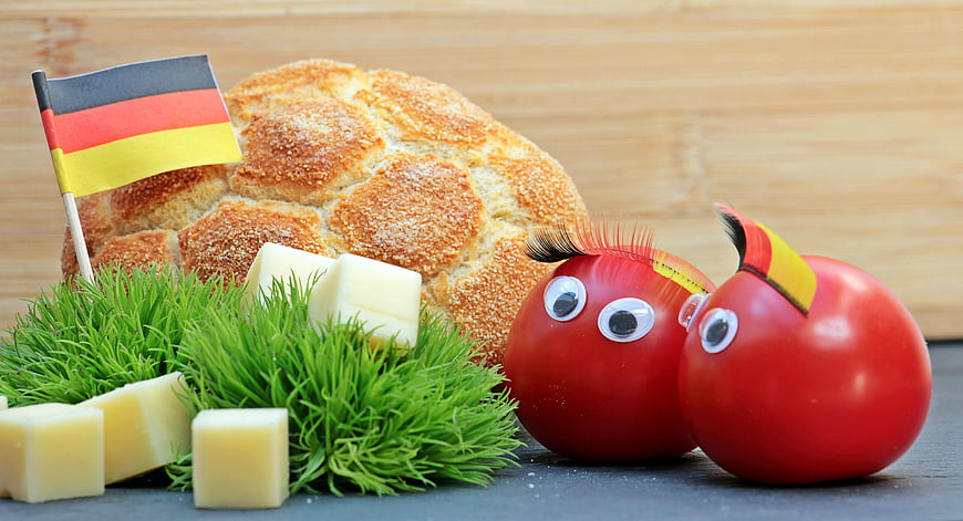Creative German Football Fan Food Display With Tomatoes And Bread
