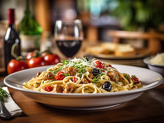 Delicious Spaghetti with Chicken, Tomatoes, and Olives