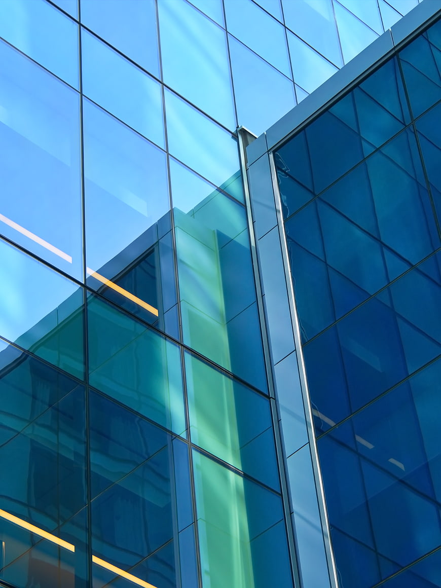 Modern Blue Glass Office Building Facade Architecture