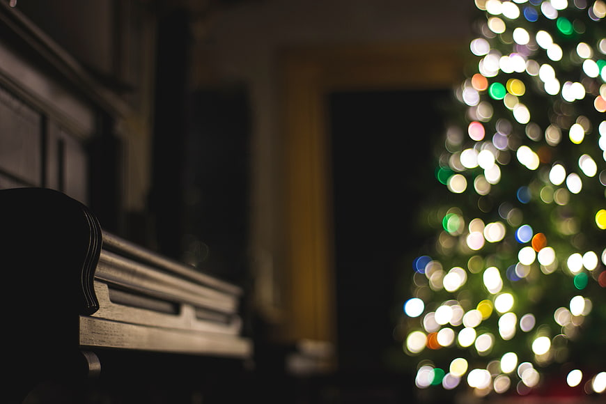 Blurred Christmas Tree Lights with Bokeh Effect
