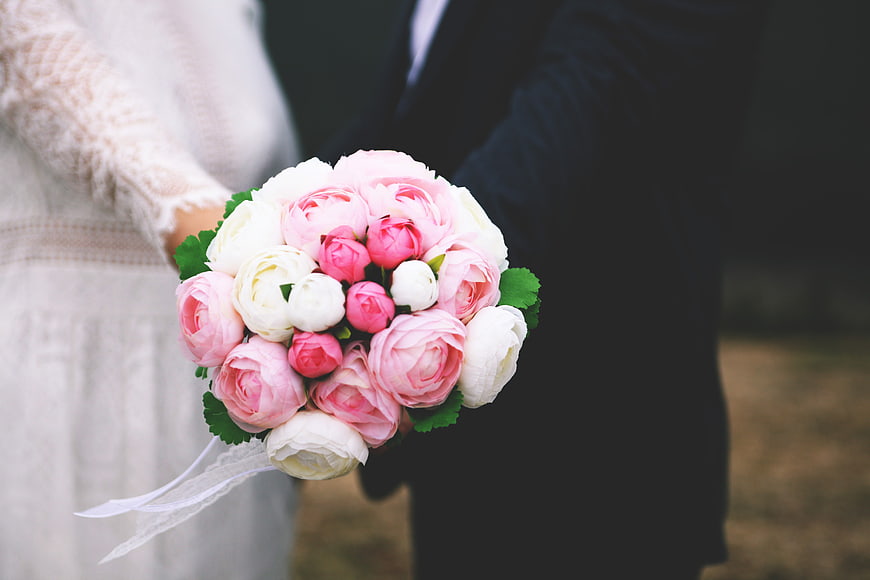 Bridal Bouquet of Pink and White Roses