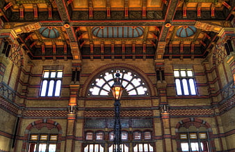 Ornate Art Nouveau Ceiling and Architecture of Groningen Central Station
