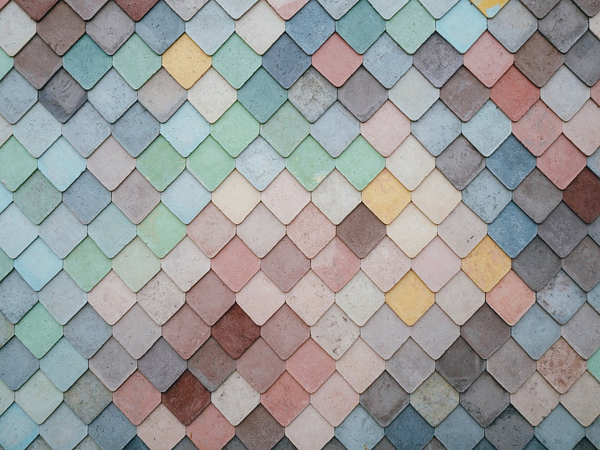 Colorful diamond-shaped roof tiles pattern texture background