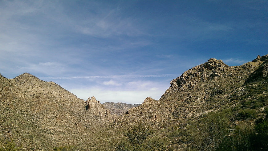 Rugged desert mountain landscape under blue sky