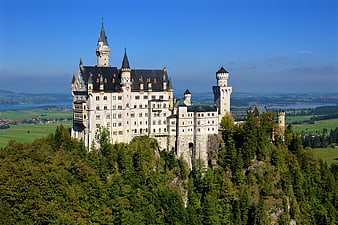 Neuschwanstein Castle on a Hilltop in Bavaria