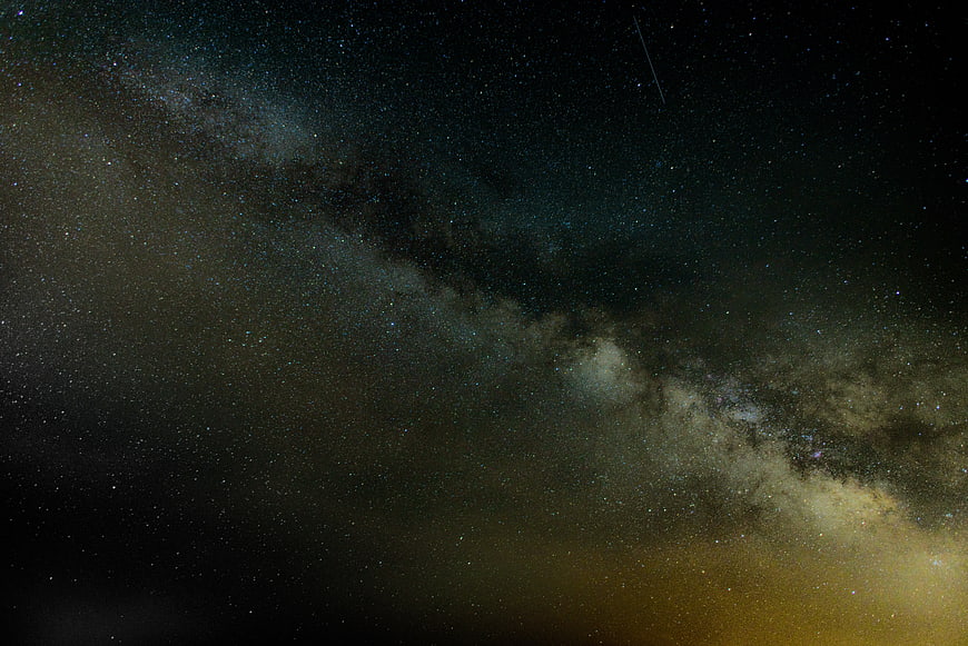 Milky Way Galaxy Night Sky with Meteor Trail
