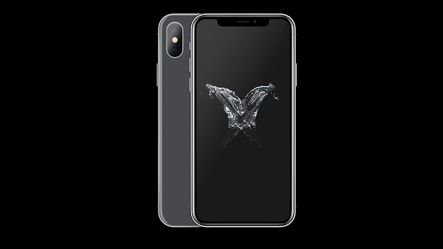Black iPhone X Smartphone Front and Back View Isolated