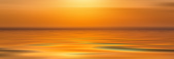 Abstract Orange Sunset Horizon Over Calm Water