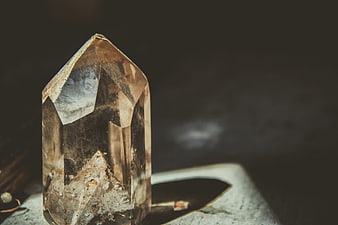 Close-up of raw smoky quartz crystal point