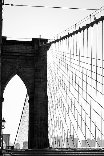 Black and White Brooklyn Bridge Architecture Detail