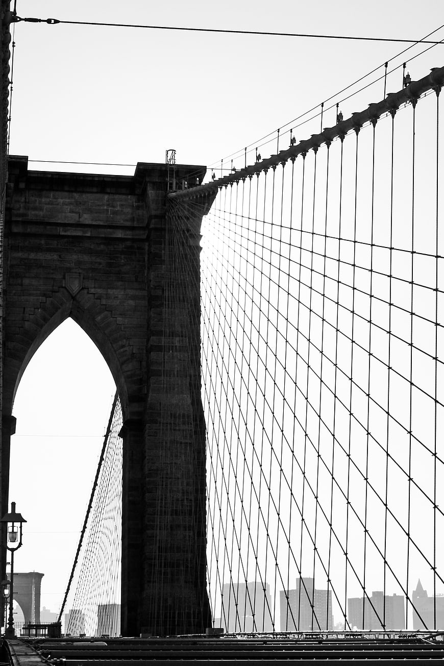 Black and White Brooklyn Bridge Architecture Detail