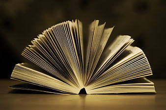 Open Book with Fanned Pages in Sepia Tone