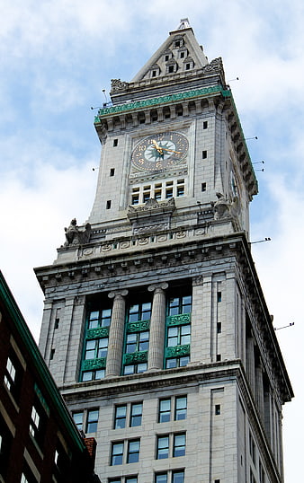 Low angle view of historic clock tower architecture
