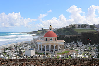 Cemetery with Red Dome Building in San Juan, Puerto Rico