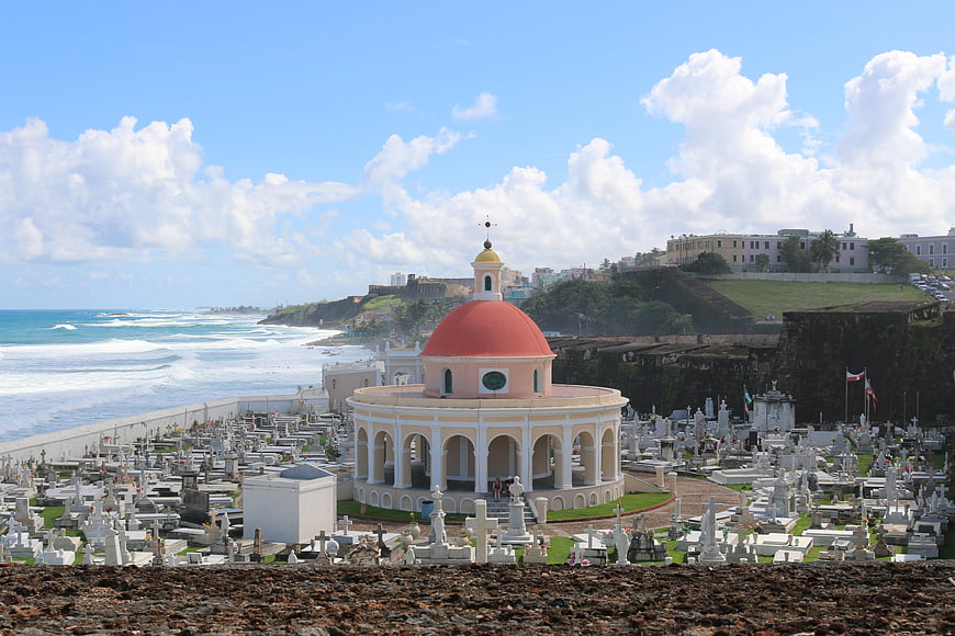 Cemetery with Red Dome Building in San Juan, Puerto Rico