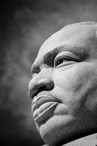 Close-up of Martin Luther King Jr. Stone Statue Profile