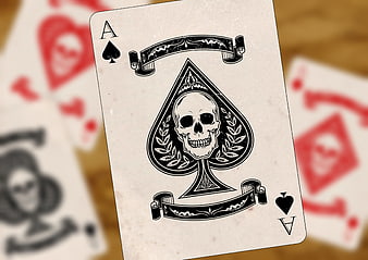 Vintage Ace of Spades Playing Card with Skull Design