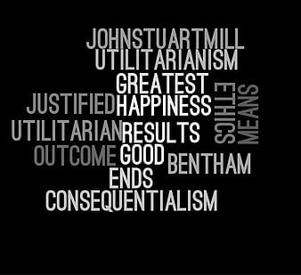 Utilitarianism Word Cloud on Black Background