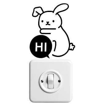 Cute Rabbit Sticker on White Light Switch