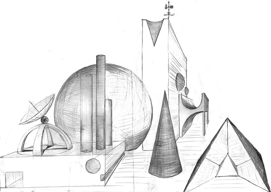 Futuristic Sci-Fi Architecture Concept Sketch Drawing